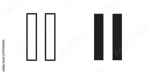 Pause Icon. Vector illustration with stroke and fill on a white background.