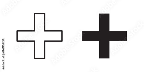 Plus Icon. add icon symbol sign. Vector illustration with stroke and fill on a white background. 