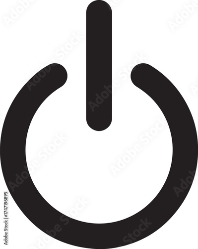 Minimal Power On Off Symbol in Black and White Vector