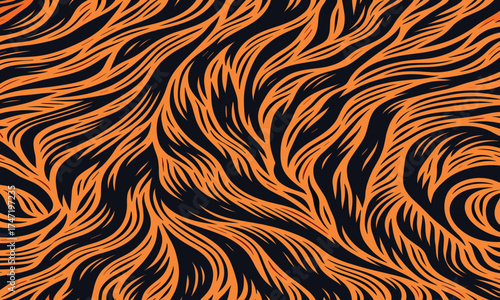Tiger skin pattern illustration vectand with wild animal fur stripes and texture background, ideal fand fabric prints, wallpaper, tile patterns, and creative designs.