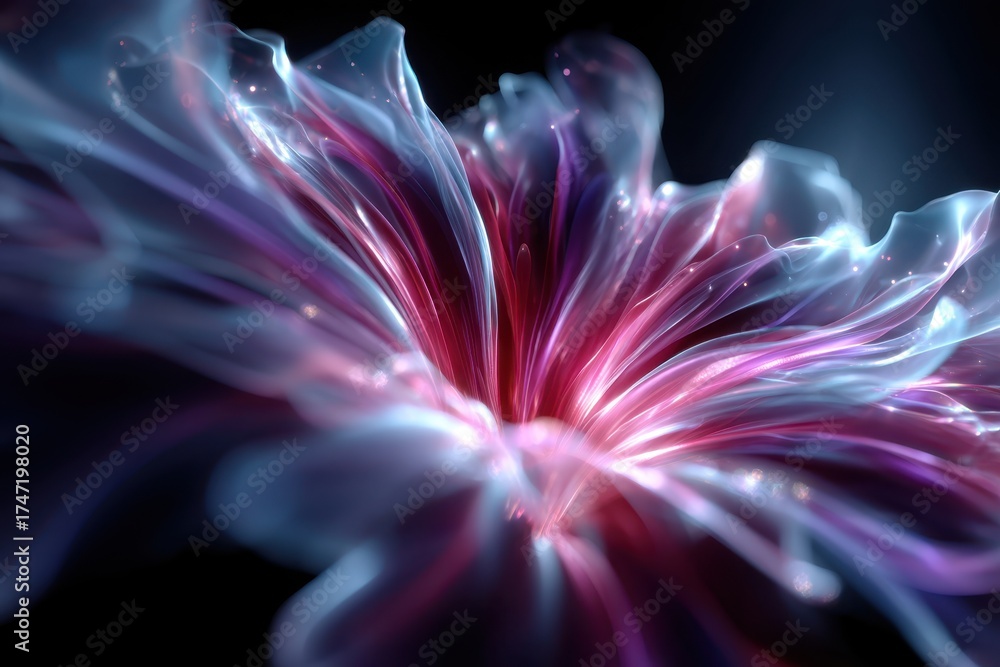 Obraz premium Vibrant abstract design with flowing shapes and dynamic colors in a dark background
