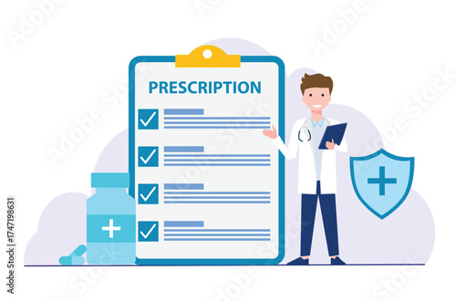 Doctor's prescriptions concept. Disease therapy drugs, capsule treatments