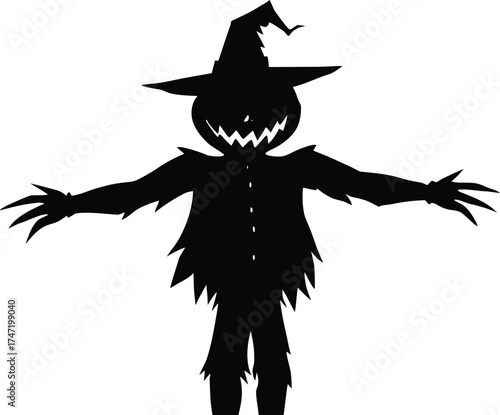 Scarecrow With Glowing Pumpkin Head Silhouette