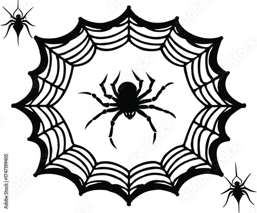 Spider Web Frame For Halloween Invitation Silhouette
