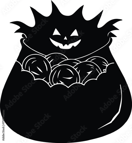 Trick Or Treat Bag Filled With Candies Silhouette