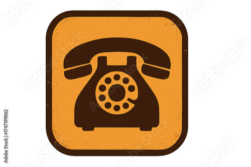 Retro styled vintage rotary telephone icon, button design vector illustration, classic phone symbol with transparent background, old-fashioned communication device, digital vector art