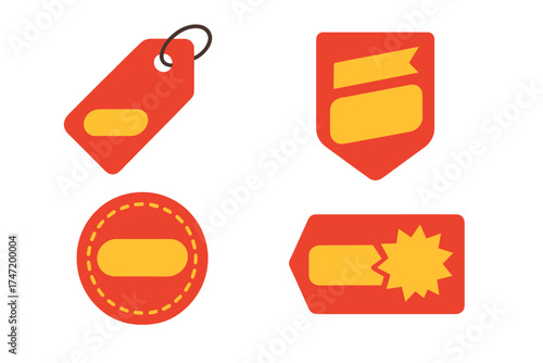 Set of retail sale tags. Stickers for best offer price and big sale. Pricing tag badge design. Limited sales offer label or store discount banner card isolated for shopping.