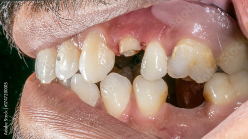 Schilderij op canvas Intraoral lateral buccal view of a dentistry patient case
