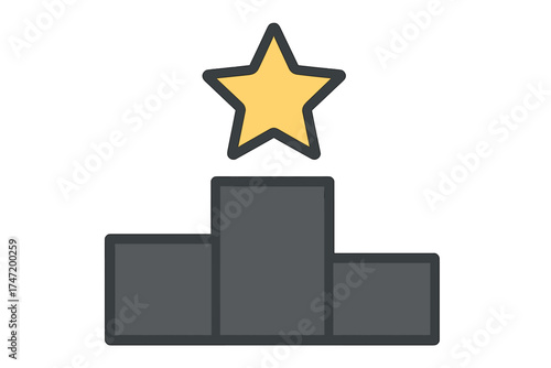 Sport podium with star icon, ranking symbol vector illustration, victory celebration, winner's platform, award ceremony, champion pedestal, transparent background, ordered set design