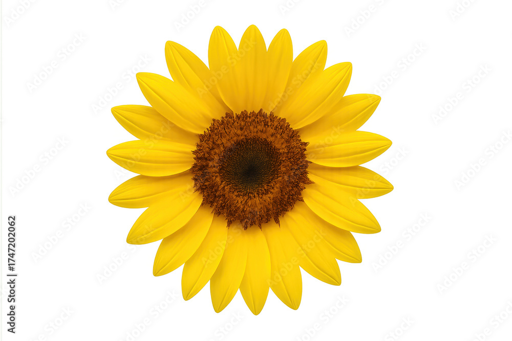Fototapeta premium Sunflower blooming with yellow petals on transparent background