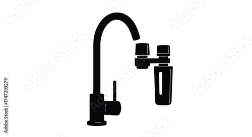 Modern black kitchen faucet with integrated water filter, sleek and functional design for contemporary homes.