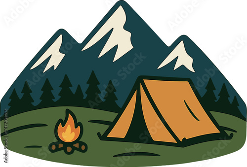 Vector graphics of mountain tee shirts showcasing mountain slogan typography, outdoor adventure design, and camping t-shirts