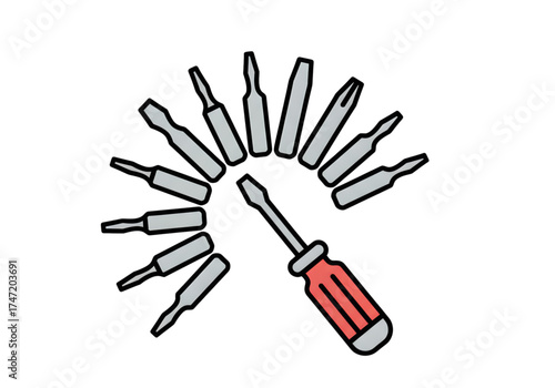 Minimal icon of a screwdriver set — no background, no shadow PNG
