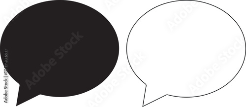 Black and white speech bubbles representing conversation and communication in a minimalist design concept