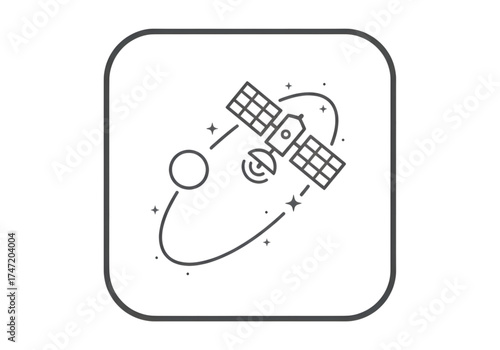  Minimal icon of a satellite in orbit — no background, no shadow PNG
