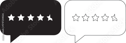Customer feedback with star ratings in speech bubbles for product review and service quality assessment