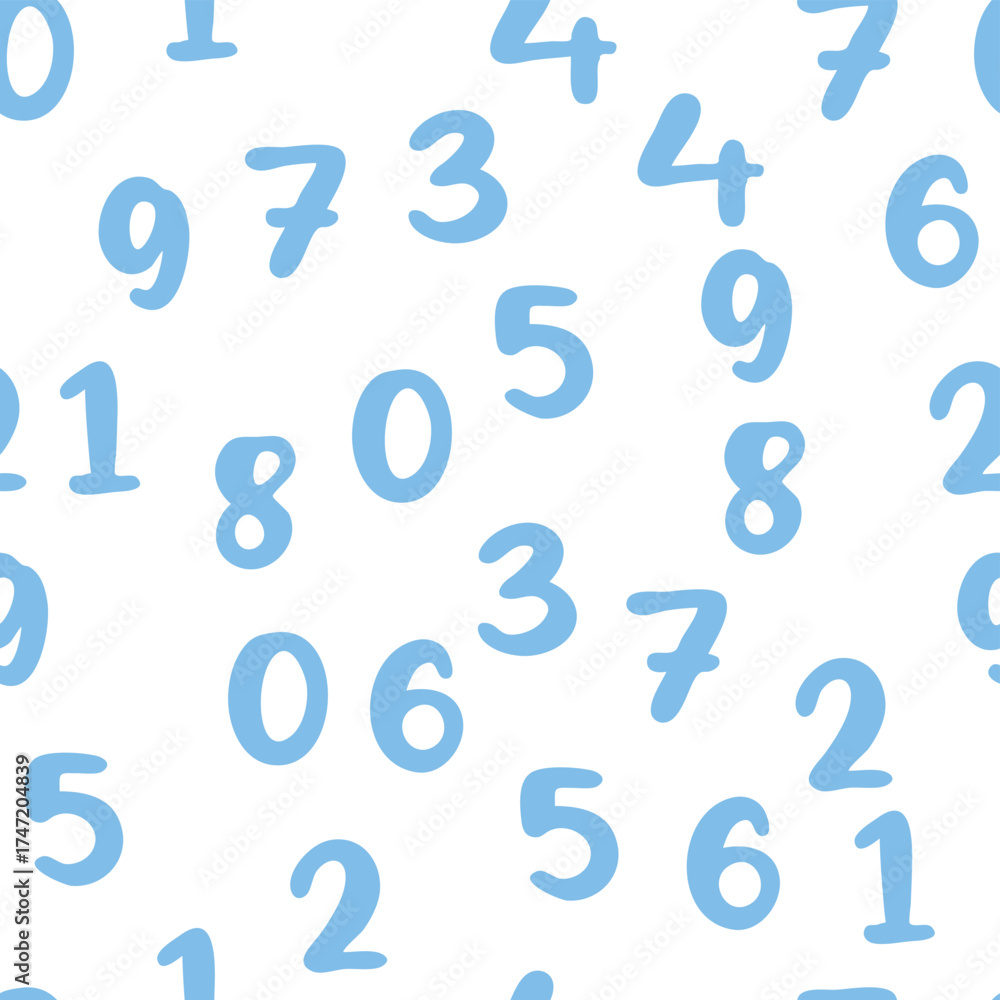 Obraz premium Seamless pattern with beautiful numbers. Ten, twenty, thirty, forty, fifty, sixty, seventy eighty ninety Algebra and geometry