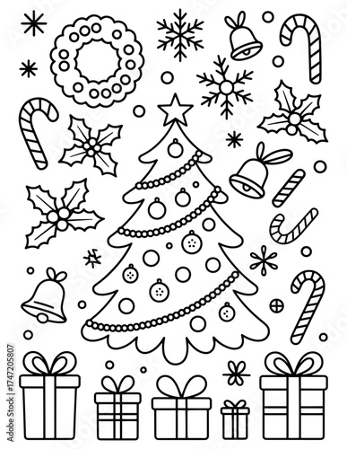 Festive Christmas Pattern Coloring Page