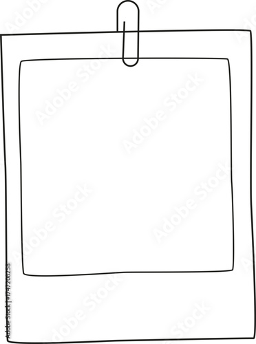 Hand-drawn layered note pages held by a paper clip showing slightly misaligned paper edges and outlined sketch detail.
