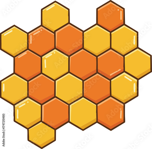 Honeycomb Pattern with Orange and Yellow Hexagonal Cells Vector Illustration for Nature and Design Concepts 
