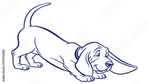 Adorable Basset Hound Puppy Illustration, Cute Pet Design, Vector Art, Digital Drawing, Playful Vibe, Creative Concept