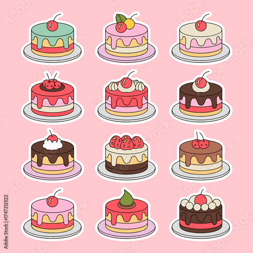 Adorable kawaii style desserts collection 12 delicious pastries cute cakes and treats
