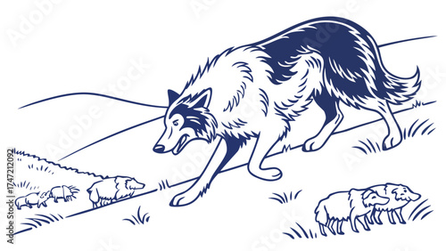 Vector Illustration in Pastoral Landscape