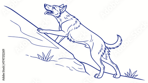 Vector Illustration of a Determined Canine Adventure