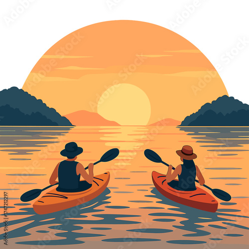 Wallpaper Mural Kayakers savoring a stunning sunrise, photographed near Koh Chang, Thailand Torontodigital.ca