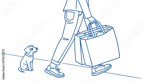 A Blue-Line Illustration of Lifestyle and Companionship
