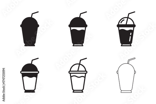 Cold drink cup set vector, Soda, Juice, and smoothie cup