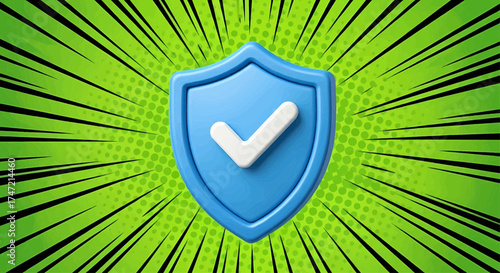 Cyber security concept 3d blue shield icon as a security emblem for data protection and online safety