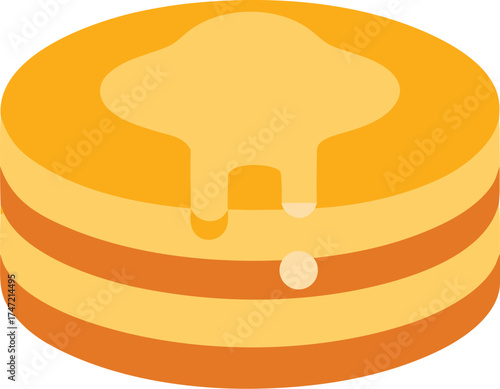 Golden pancakes with syrup drizzle isometric food vector