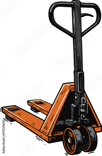 Manual pallet jack hand truck for moving heavy loads in warehouses and industries vector illustration 