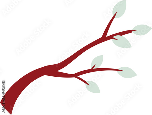 Red branch with white buds vector illustration