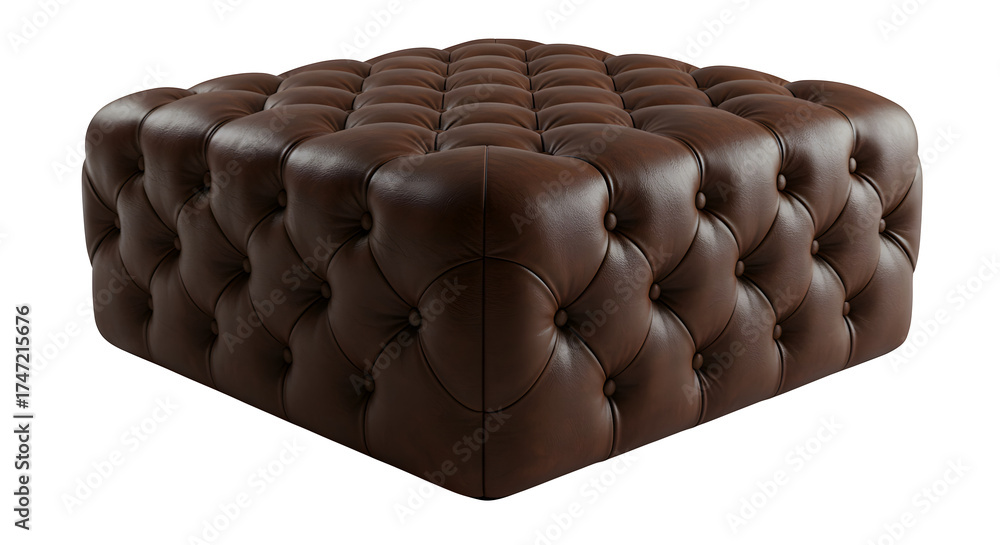 Fototapeta premium Brown, tufted leather texture reflects studio lighting. Creates elegant product staging, luxurious branding mockups, and upscale presentations.