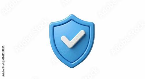 This 3d blue shield icon serves as a security badge for cyber safety, data protection, and antivirus