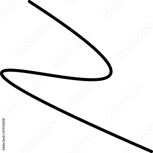 Abstract wavy line with an irregular squiggle path, combining fluid motion with freeform strokes.