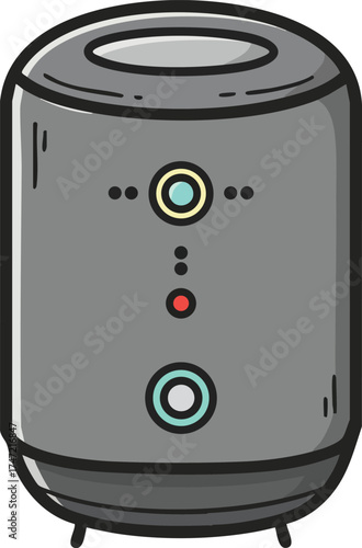 Modern gray electric water heater appliance with control buttons vector illustration