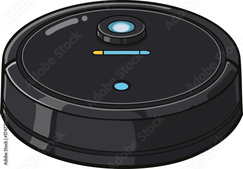 Robotic vacuum cleaner smart home device for automated floor cleaning and dust removal technology vector illustration 