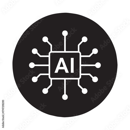 Ai chip icon vector graphic technology futuristic digital intelligence machine learning isolated on white background