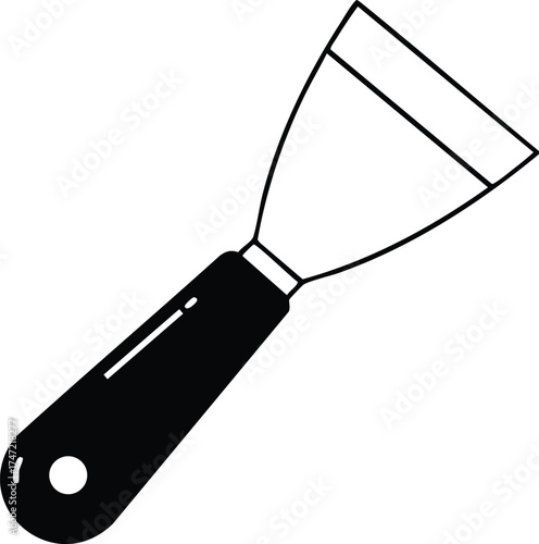 Putty knife tool with black handle for scraping and spreading materials vector illustration 