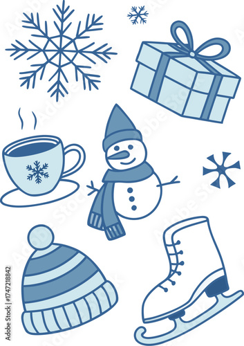 Seasonal and Lifestyle Vector Icon Collection – 50 Line and Doodle Illustrations of Winter, Love, Weather, and Daily Life Themes