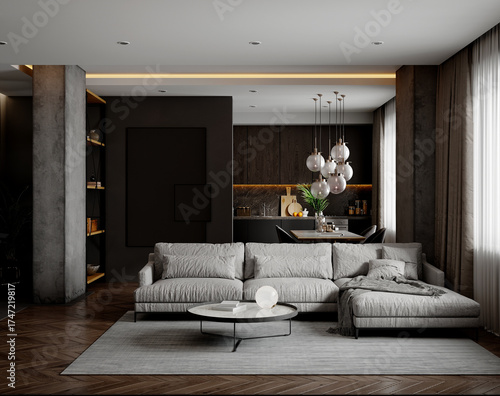 3d render of living room