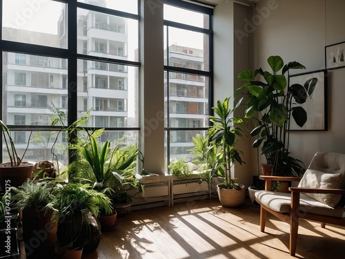 Bright Plant-Filled Apartment with Natural Sunlight — Modern Interior Design Concept