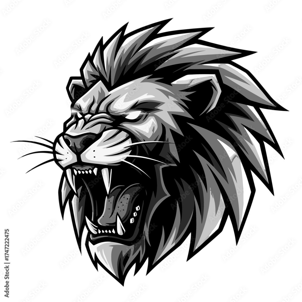 custom made wallpaper toronto digitalPowerful lion roaring with fierce expression, a dynamic emblem for strength and courage, perfect for branding, sports teams, or bold graphic designs.