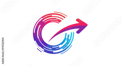 Abstract gradient arrow logo design for business direction and growth concept vector illustration