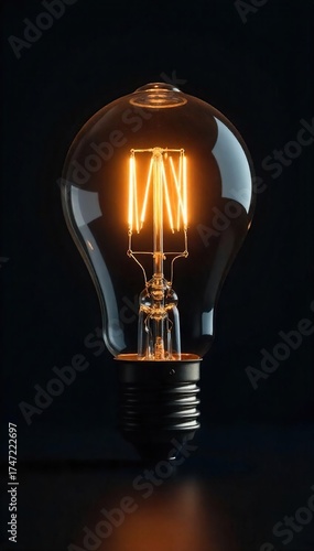 Intensely Glowing Incandescent Light Bulb on Dark Background, Symbolizing Inspiration, Innovation, and Creative Problem Solving. Perfect for Business, Technology, and Ideas Concepts.