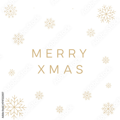 Elegant Merry Xmas greeting with delicate snowflakes, perfect for holiday cards and seasonal promotions, bringing festive cheer to your designs