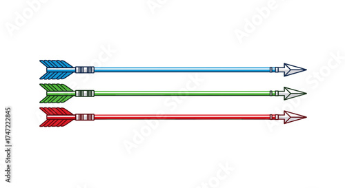 Colorful archery arrows illustration blue green red arrow design target practice hunting sport equipment